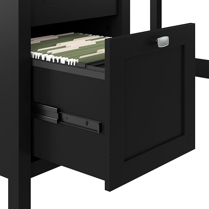 Bush Furniture Broadview 54W Computer Desk with Drawers and Desktop Organizer in Classic Black | Storage for Home Office Workspace - LeafyLoom