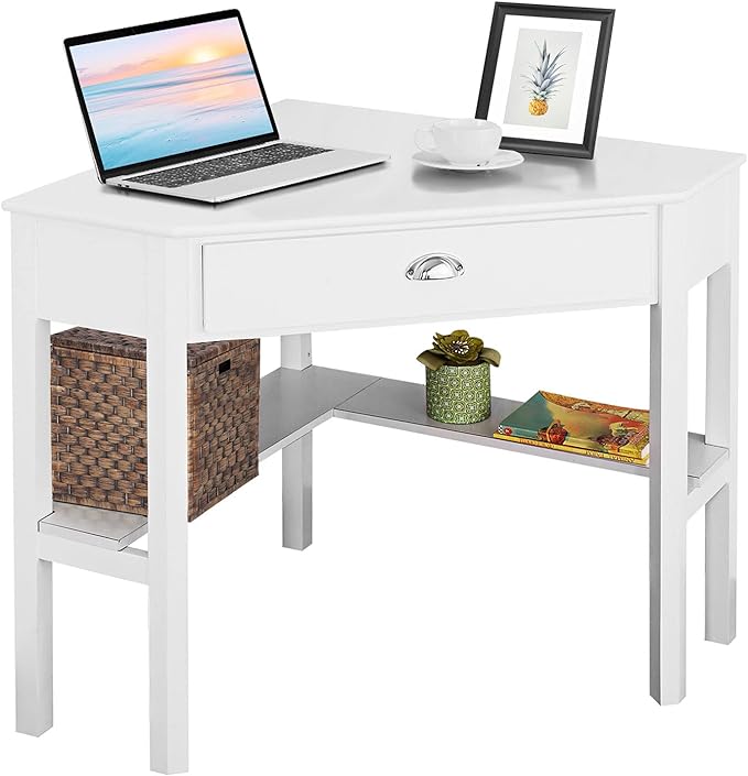 Giantex with One Drawer and One Storage Shelf, White Finish - LeafyLoom