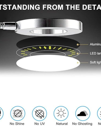 Desk Lamp, Adjustable Light Color and USB Tattoo Beauty Lamp with Clip, 2.5X Magnifier Feature for Tattoo Eyebrow Eyelash Extension and Reading - LeafyLoom