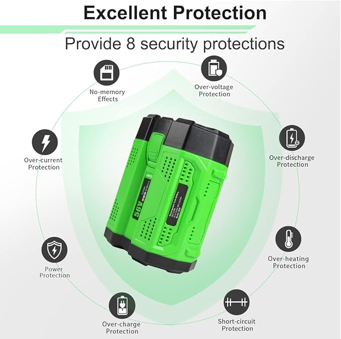 2024 New Upgrade 5.0Ah Replacement for EGO 56V Battery Compatible with 56-Volt BA1400T BA4200 ST1502LB CS1604 LB4800 LB5804 HT2400 Crodless Tools (1 Pack) - LeafyLoom