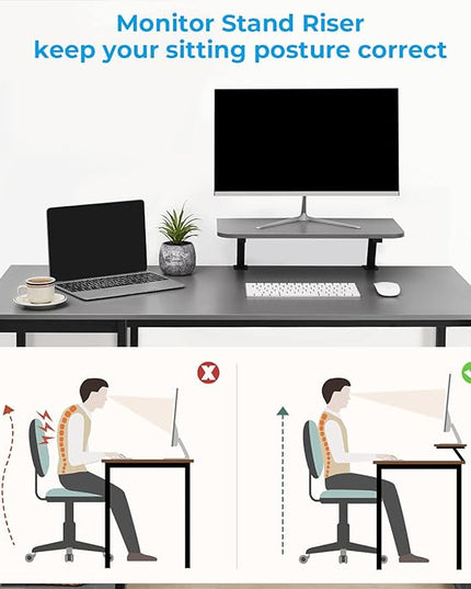 GreenForest Computer Desk with Monitor Stand,47 inch Home Office Desk with Reversible Storage Shelves,Modern Writing Desk Study PC Laptop Work Table,Grey - LeafyLoom