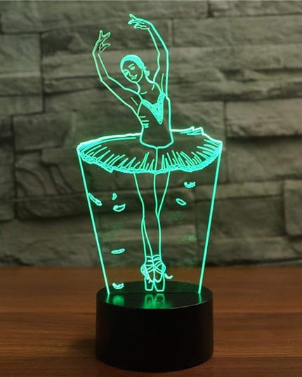 FXUS 3D Ballet Dancer Girl Lamp Night Light 16 Color Change LED Remote Control Table Desk Lamp Home Decoration Toy Birthday Xmas Kid Children Gift - LeafyLoom