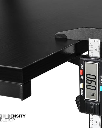 MoNiBloom L Shaped Gaming Desk Computer Corner Table with Metal Frame, L Desk Workstation for Home Office, Space-Saving, Black - LeafyLoom