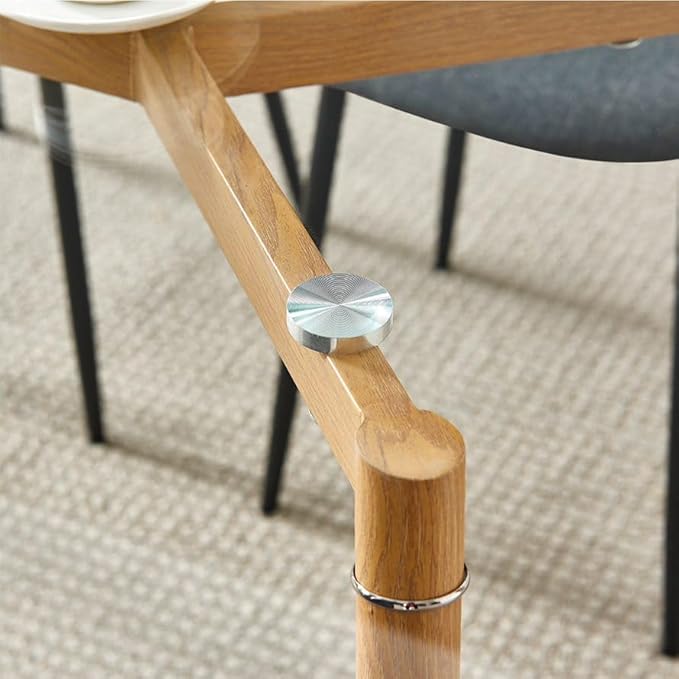 IDS Home Office Furniture Contemporary Computer Desk, 0.31” inch Tempered Transparent Glass Tabletop Writing Table (Metal Leg(Wooden Skin)) - LeafyLoom