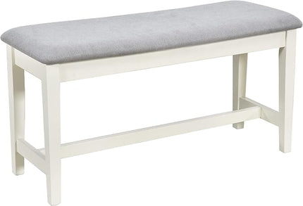 6-Piece Wood Dining Table Set with Drawer, 4 Upholstered Chairs and Bench, for Kitchen, Living Room, Mid-Century Style, Butter Milk, 59" L x 35.4" W x 30.3" H - LeafyLoom