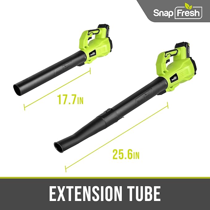 SnapFresh Cordless Leaf Blower - 180 CFM Leaf Blower with Battery & Charger, 2 Section Tubes, Free Control Speed,Lightweight, Electric Leaf Blower for Blowing Leaves, Lawn Care, Dust & Other Debris - LeafyLoom