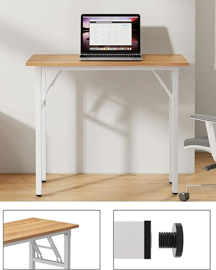 Need Small Desk 31 1/2" No Assembly Foldable Writing Table,Sturdy and Heavy Duty Folding Computer Desks for Small Space/Home Office/Dormitory AC5BW(80 * 40) - LeafyLoom