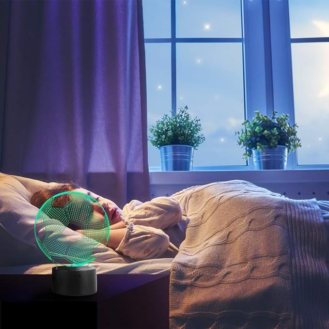 Wiscky Soccer Night Lights for Kids 3D Illusion Football Lights Lamp 7 LED Colors Changing Touch Table Desk Lamps Decorative Lighting Cool Toys Gifts Birthday Holiday Xmas Gifts Sports Theme Fans - LeafyLoom