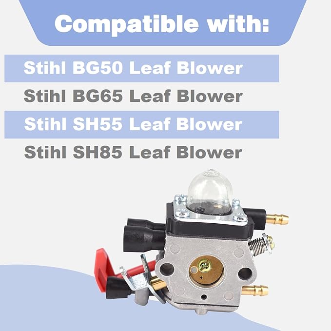 BG50 Carburetor Assembly Compatible with Stihl Leaf Blower BG50 BG65 SH55 SH85 OE: 42291200650 42291200608 - LeafyLoom