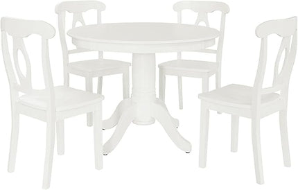 DHP Aubrey Five Piece Wood Traditional Height Dining Set, White - LeafyLoom