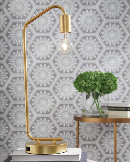 Signature Design by Ashley Covybend 21" Industrial Minimalist Metal Desk Lamp, Gold - LeafyLoom