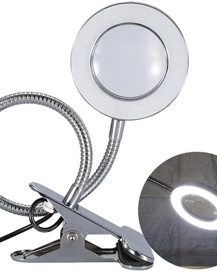 Desk Lamp, Adjustable Light Color and USB Tattoo Beauty Lamp with Clip, 2.5X Magnifier Feature for Tattoo Eyebrow Eyelash Extension and Reading - LeafyLoom
