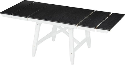 6-Piece Wooden Extendable Dining Table Set with two 12" W Removable Leaves and 4 Upholstered Chairs & 1 Bench for Kitchen Room, White+Black - LeafyLoom