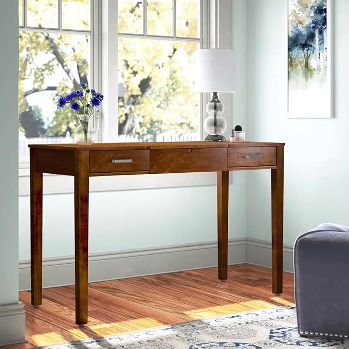 Hives & Honey Parsons Writing Vanity Computer Desk Office Furniture - Walnut - LeafyLoom