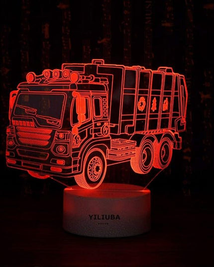 Garbage Truck Car Gift Night Lights for Kids 3D Lamp LED Desk Lamps for Boys Decor Bedroom Room USB plugs 7 Color Gradual Changing Truck Light or Birthday Xmas Party Festival Decor Children Gifts - LeafyLoom