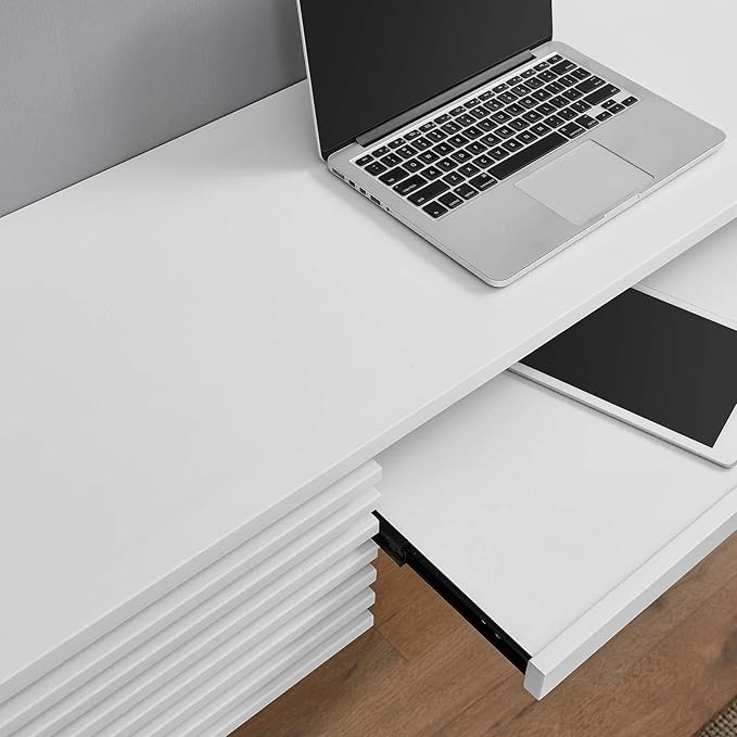 Modway Render Mid-Century Modern, Wall Mount Office Desk, White - LeafyLoom