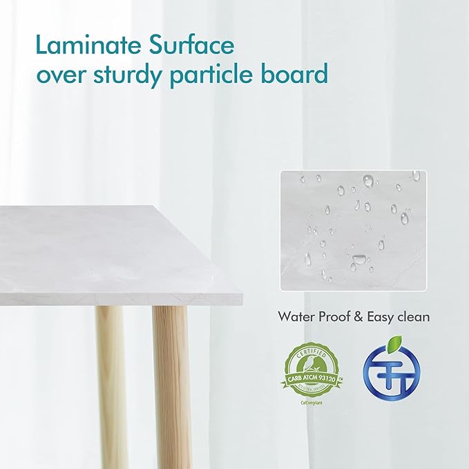 Kaboon Universal Tabletop 59.1"x23.62", Solid One-Piece Melamine Table Top, Double Desk L-Desk DIY, Home and Office Countertop, White Rock - LeafyLoom