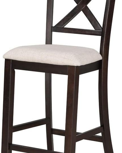 Kitchen 6-Piece Counter Height Set Table with Shelf 4 Chairs and Bench for Dining Room, Espresso - LeafyLoom