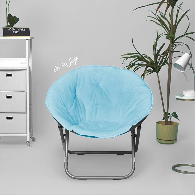 Faux Fur Saucer Chair, Light Blue - LeafyLoom