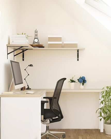 Kaboon Universal Tabletop 47.25"x30", Solid One-Piece Melamine Table Top, Double Desk L-Desk DIY, Home and Office, Oak - LeafyLoom