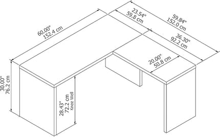Office by kathy ireland Echo L Shaped Desk, Pure White/Pure White (ECH026PW) - LeafyLoom