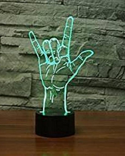 FXUS 3D I Love You Sign Night Light Powered Remote Control Touch 16 Color Change LED Table Desk Lamp Home Decoration Toy Birthday Xmas Kid Children Gift - LeafyLoom