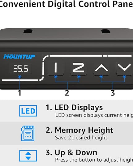 MOUNTUP Height Adjustable Electric Standing Desk Whole-Piece, 48 x 24 Inches Quick Assembly Sit Stand Desk, Stand Up Desk with Memory Controller, Ergonomic Desk, White - LeafyLoom