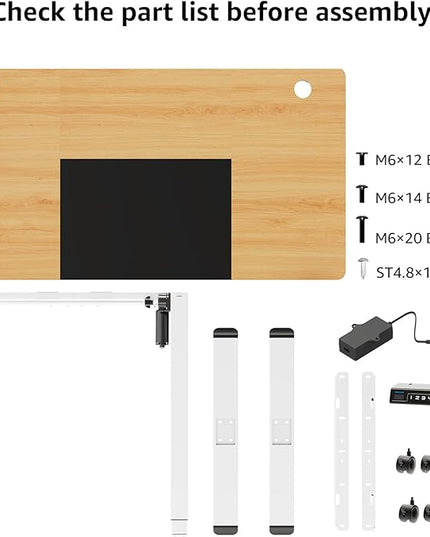MOUNTUP 55x28 Inches Electric Height Adjustable Standing Desk, Sit Stand Desk with Memory Controller, Ergonomic Stand Up Desk for Home Office with Splice Board, Oak+Black - LeafyLoom