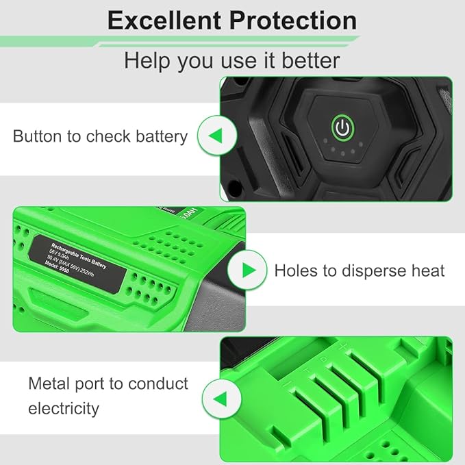 2024 New Upgrade 5.0Ah Replacement for EGO 56V Battery Compatible with 56-Volt BA1400T BA4200 ST1502LB CS1604 LB4800 LB5804 HT2400 Crodless Tools (1 Pack) - LeafyLoom
