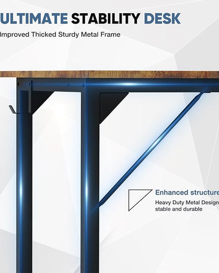 Office Desk Modern Simple Style Writing Study Work Computer Table for Home Bedroom, 40 Inch, Rustic Brown - LeafyLoom