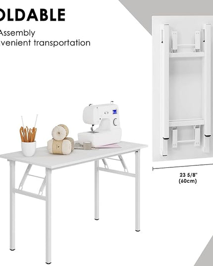 Need Office Computer Desk - 47.2L Sturdy and Heavy Duty Folding Laptop Table,Writing Table/Home Office Desk/Sewing Table,No Assembly Required,White AC5DW(120 * 60) - LeafyLoom