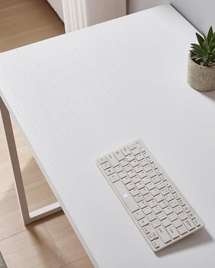 Home Office Desk, Metal and Wood Computer Desk, Modern Rustic Work Study Writing Table for Living Room Bedroom, White Oak, 55 inch - LeafyLoom