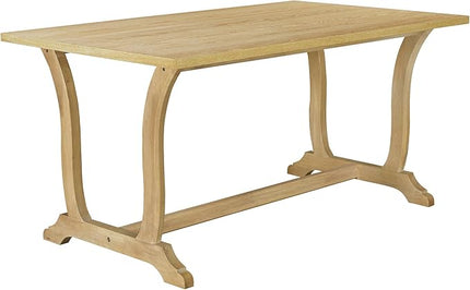 6-Piece Wood Rectangular Dining Table Set with 4 Upholstered Arched Back Chairs and Bench, for Kitchen, Living Room, Farmhouse, Brown, 59" L x 35.4" W x 30" H - LeafyLoom