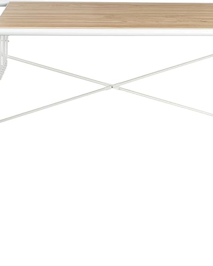 Honey-Can-Do Home Office Computer Desk with Side Basket, White OFC-09918 White - LeafyLoom
