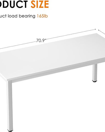 Need 70.8 Inch Executive Office Desk, Large Stylish Computer Desk, Simple Study Writing Desk, Workstation Business Furniture for Home Office, White - LeafyLoom
