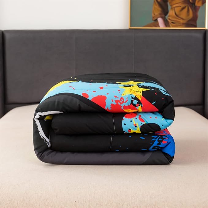 Gamer Bedding Sets for Girl Gaming Comforter Sets Twin Size Rainbow Tie Dye Bedroom Decor Teens Boy Kids Gamepad Bed Set Modern Game Controller Quilt Bedding - LeafyLoom