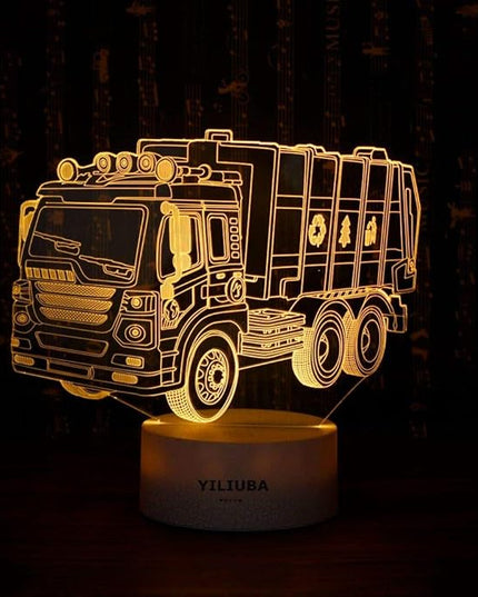 Garbage Truck Car Gift Night Lights for Kids 3D Lamp LED Desk Lamps for Boys Decor Bedroom Room USB plugs 7 Color Gradual Changing Truck Light or Birthday Xmas Party Festival Decor Children Gifts - LeafyLoom