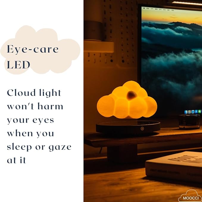 Levitating Cloud Lamp, Magnetic Floating Cloud LED Light Desk Lamp Table lamp Night Light,Unique Gifts Christmas Room Home Office Decor (Cloud Lamp) - LeafyLoom