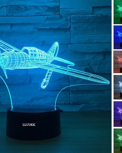 Visual 3D Night light Desk Lamp Plane Aircraft Airplain toys Table decoration household accessories Kids gift boys festival - LeafyLoom