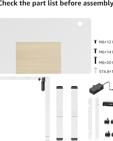 MOUNTUP 55x28 Inches Electric Height Adjustable Standing Desk, Sit Stand Desk with Memory Controller, Ergonomic Stand Up Desk for Home Office with Splice Board, White+Oak - LeafyLoom