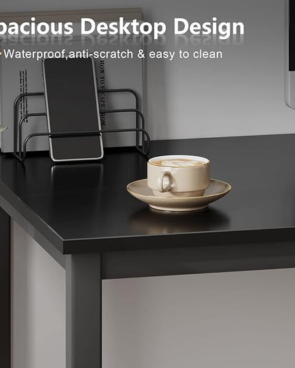 Need 63 Inch Large Computer Desk - Modern Simple Style Home Office Gaming Desk, Basic Writing Table for Study Student, Black Metal Frame, Black - LeafyLoom