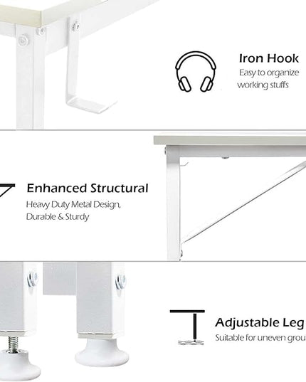 Lufeiya White Small Desk for Bedroom - Student Kids Study Writing Table for Home Office Bedroom Small Spaces 32 Inch Modern Mini Laptop PC Computer Desks, White - LeafyLoom