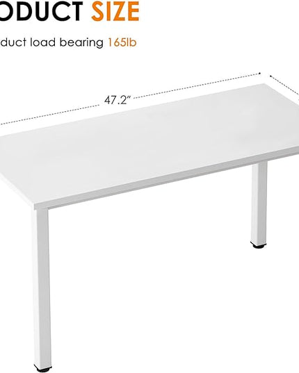 Need Computer Desk, 47 inch Home Office Desk, Modern Simple Style Home Office Gaming Desk, Basic Writing Table for Study Student, White - LeafyLoom