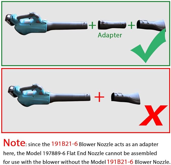 197889-6 Blower Flat End Nozzle, Compatible with 18V X2 36V Hand held Blower, Fits XBU03 & XBU02Z Model - LeafyLoom
