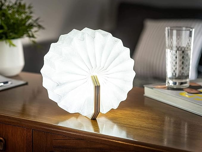 Gingko Natural Walnut Wood Smart Accordion Lamp - LeafyLoom