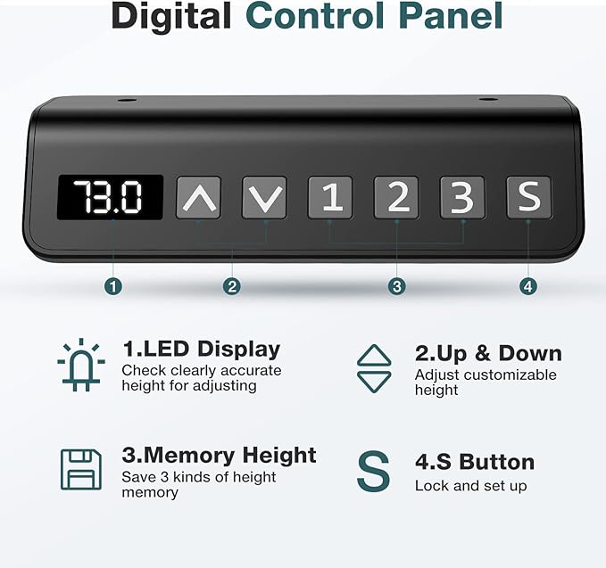 Sweetcrispy 55 x 24in Adjustable Height Electric Standing Computer Home Office Desk Ergonomic Workstation with 3 Memory Controller, 55"x24", Rustic Brown+Black - LeafyLoom