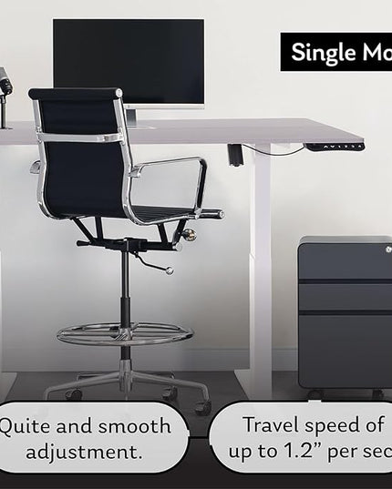 Electric Standing Desk - Adjustable Height Desk with Laptop Stand, Sit Stand Desk, Riser Table (48 inch x 24 inch), Smoothly and Quietly Adjust from 27 to 45 inches, White Frame, Gray Desktop - LeafyLoom