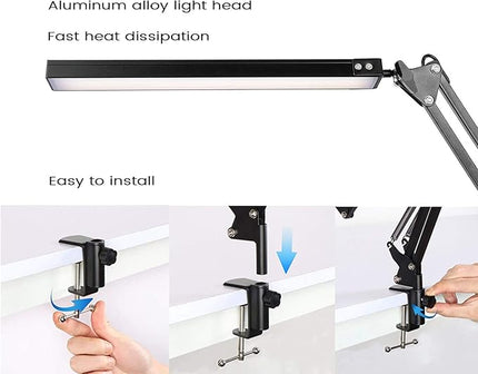 Swing Arm Desk Lamps for Architect Drafting or Computer Light, LED Bar Clamp Lamp - LeafyLoom