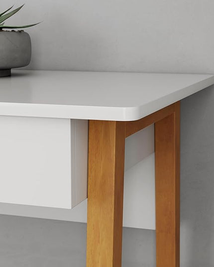 Nathan James Jacklyn Modern Home Office Writing Desk, White/Brown - LeafyLoom