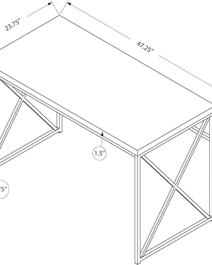 Monarch Specialties 7451 Computer Desk, Home Office, Laptop, Work, Laminate, Contemporary, Modern Desk-48, 47.25" L x 23.75" W x 29.75" H, Grey Reclaimed Wood-Look/Black Metal - LeafyLoom